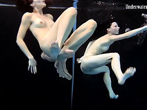 2 femmes swim and get bare magnificent